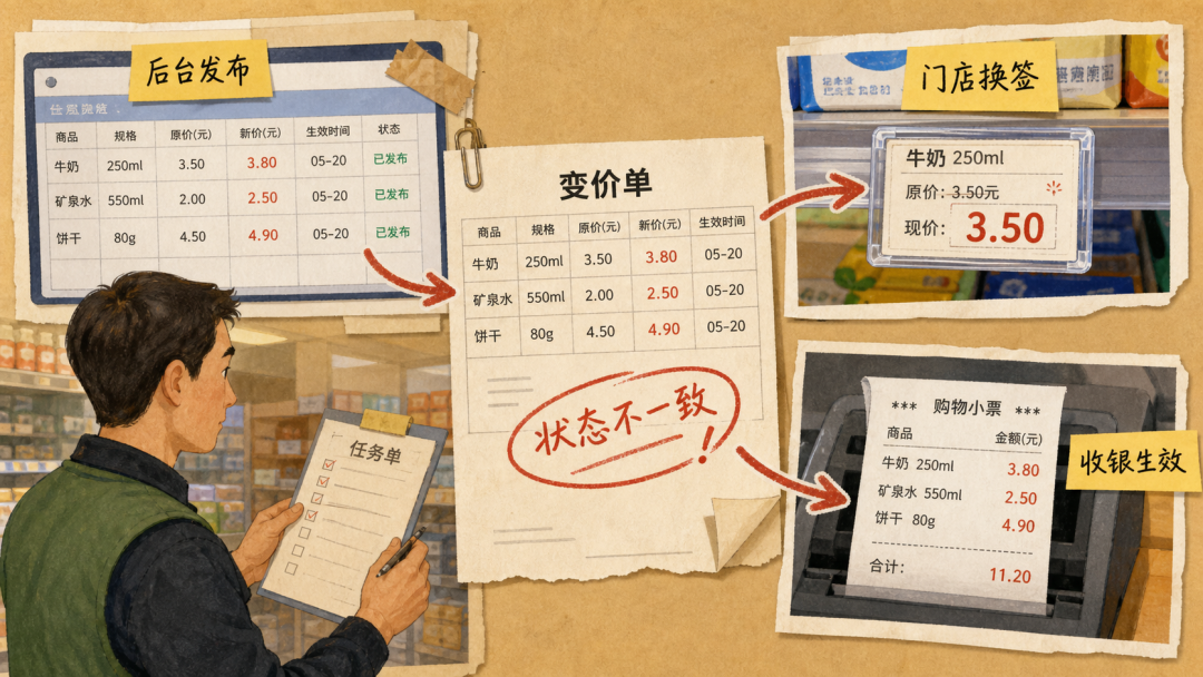 价签更换完成但收银仍按旧价