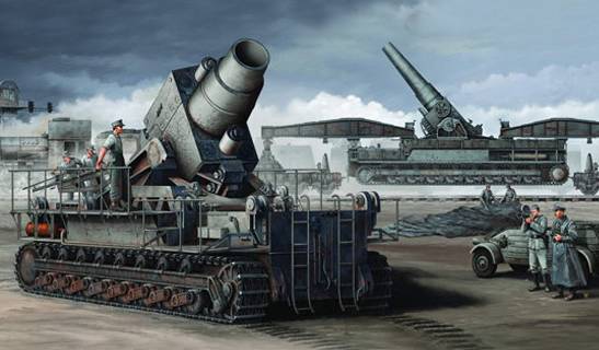 人第一想到的大概就是二战中德国搞出来的古斯塔夫轨道炮和卡尔臼炮