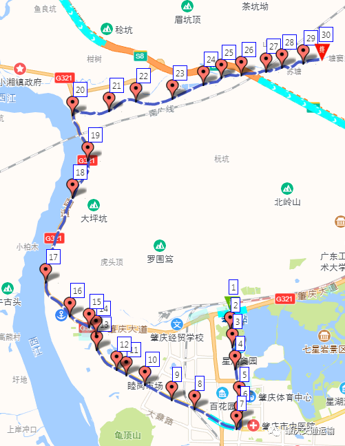 图源肇庆公交火车站综合体头班车发车时间为6:35,尾班车发车时间为19