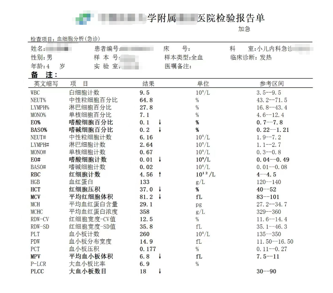 血液检查报告