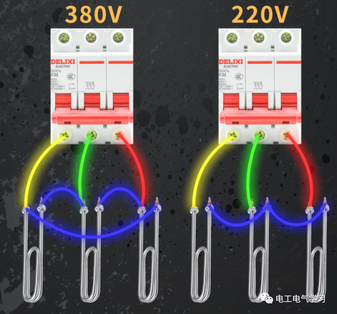 怎么把380V，接380V，220V的加热管，直接上方法的图1