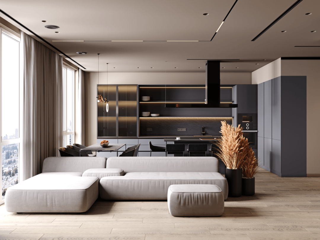 100㎡二居室，喜欢上那一抹石墨蓝！