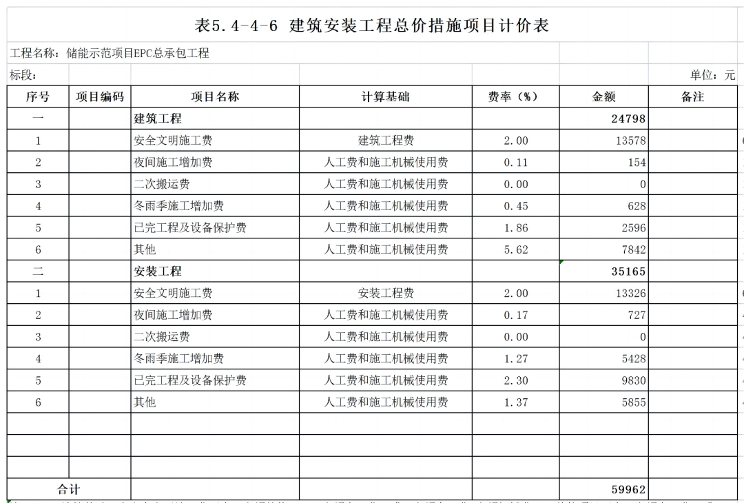 储能实用工具储能项目epc总承包工程报价表附epc概念等