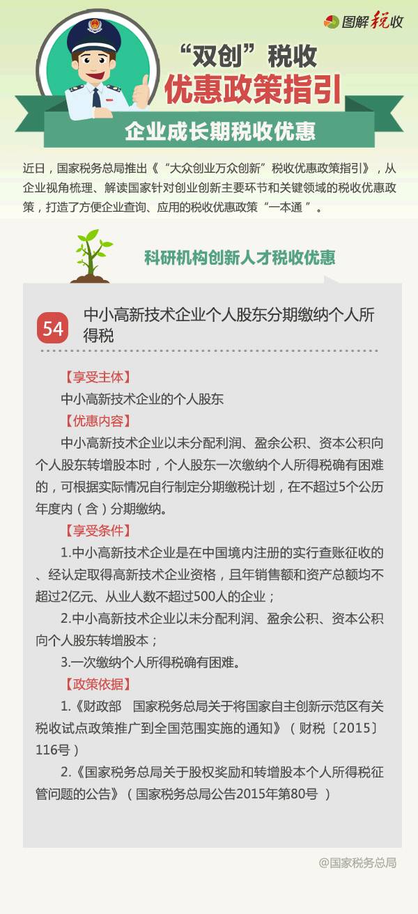 中小高新技術企業個人股東分期繳納個人所得稅