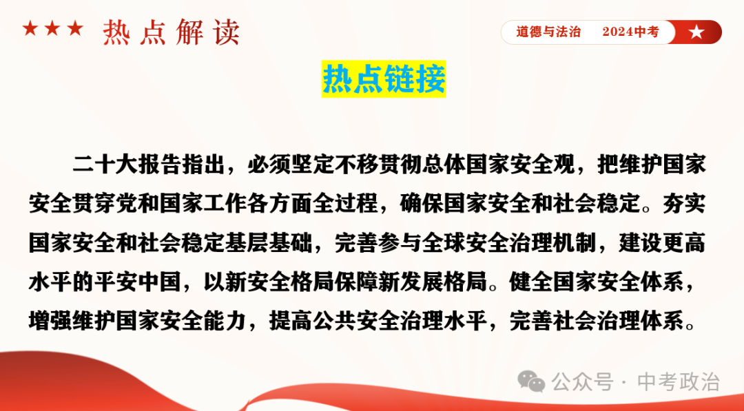 时政专题｜2024年中考道法热点：总体国家安全观10周年、第九个全民国家安全教育日