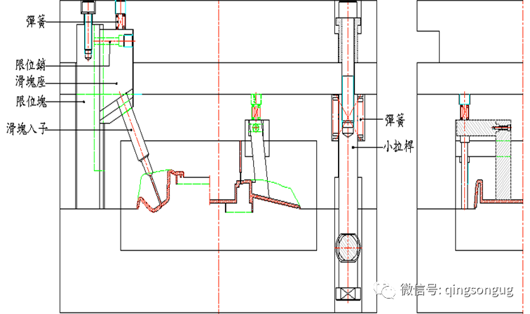 25類滑塊經(jīng)典結(jié)構(gòu)：滑塊+滑塊、滑塊+斜頂、滑塊+頂針的圖16