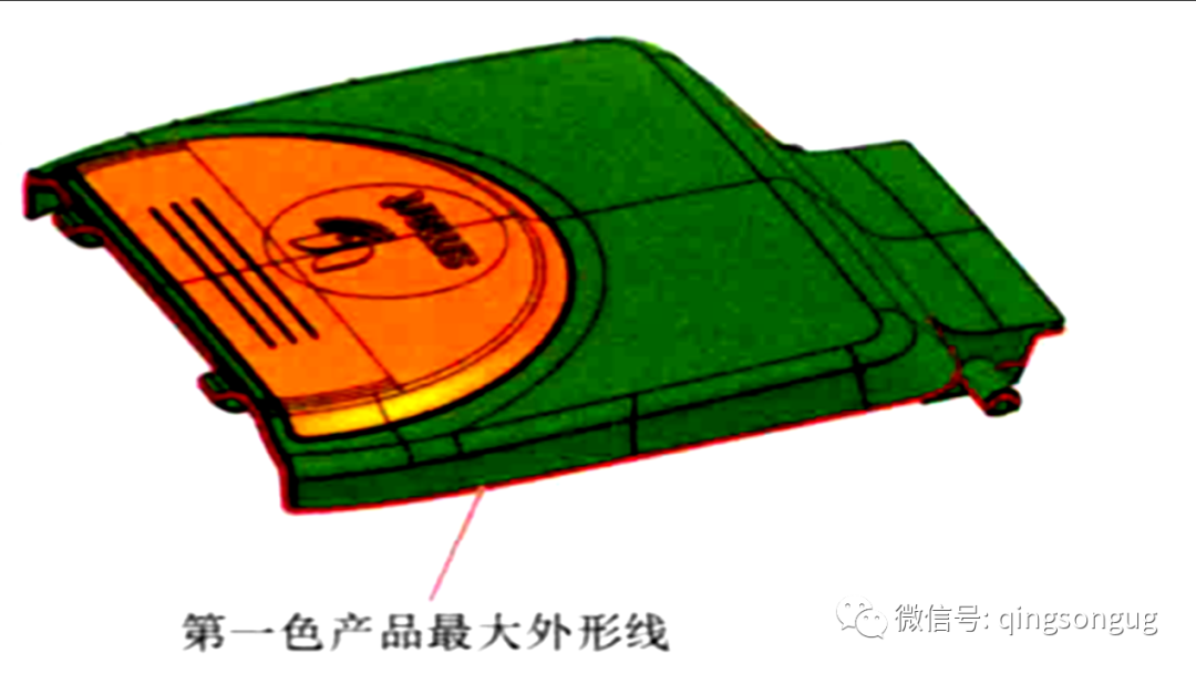 塑胶模具「双色模设计」共用一个模架2个炮筒产生90度样式的图2