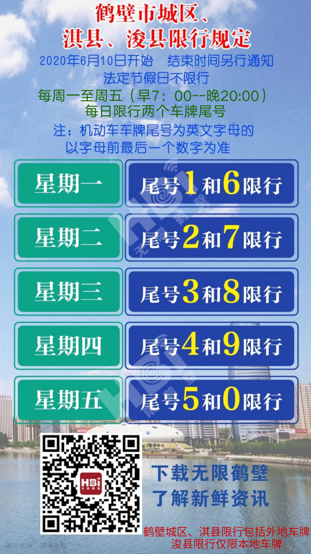 6月10日起鹤壁城区淇县浚县开始限行但限行规定有不同