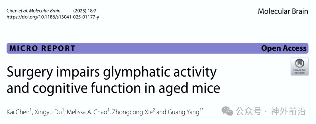 怎么清除麻醉学术动态 ｜ 麻醉和手术对脑类淋巴系统清除代谢废物及认知功能的影响  一项动物实验结果_https://www.jmylbn.com_新闻资讯_第1张