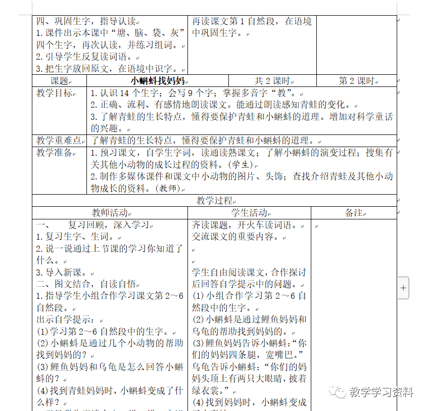 二年级语文下册表格式教案_人教版二年级数学下册教案表格式_小学语文四五年级表格式教案