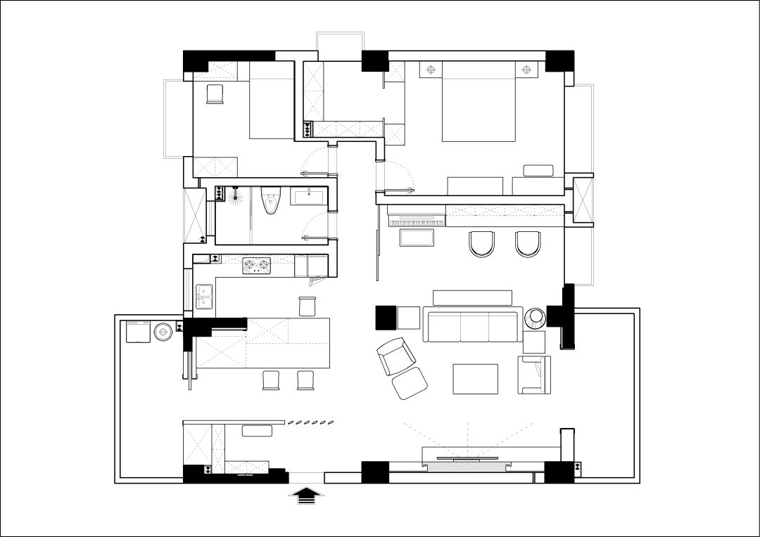 黑白灰搭配大理石，讓127平的三房室，顯得好有檔次 家居 第2張
