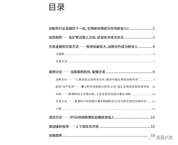 



全球生物类似物的投资并购趋势 系列专题·【2】
