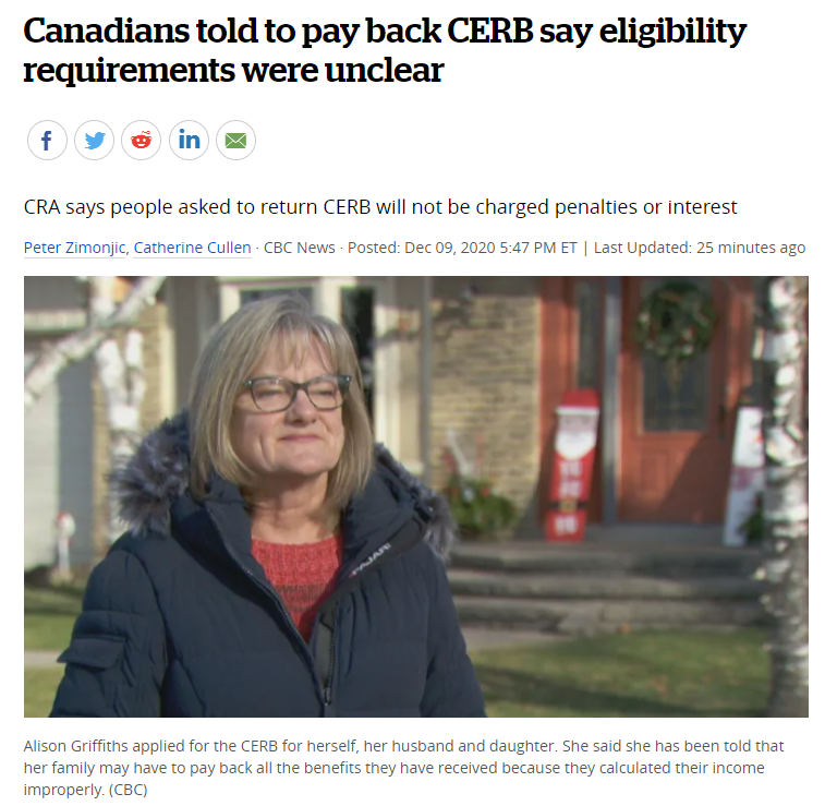 税局警告：CERB再不还钱后果很严重！加拿大人表示震惊+不服