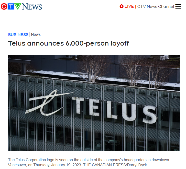 电信巨头Telus宣布裁员6000人，5大银行也悄悄裁人！招聘公司爆内幕！