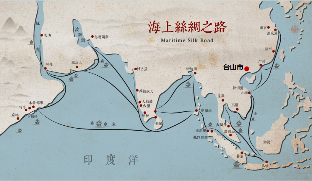 明朝海上丝绸之路线路图历史上广海镇是有名的古城,是古代海上丝绸
