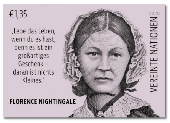 今天,联合国邮政发行了《弗洛伦斯·南丁格尔诞辰200 周年暨国际护士