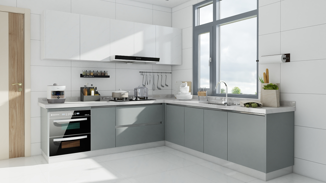 Grey And White Cabinets in Kitchen