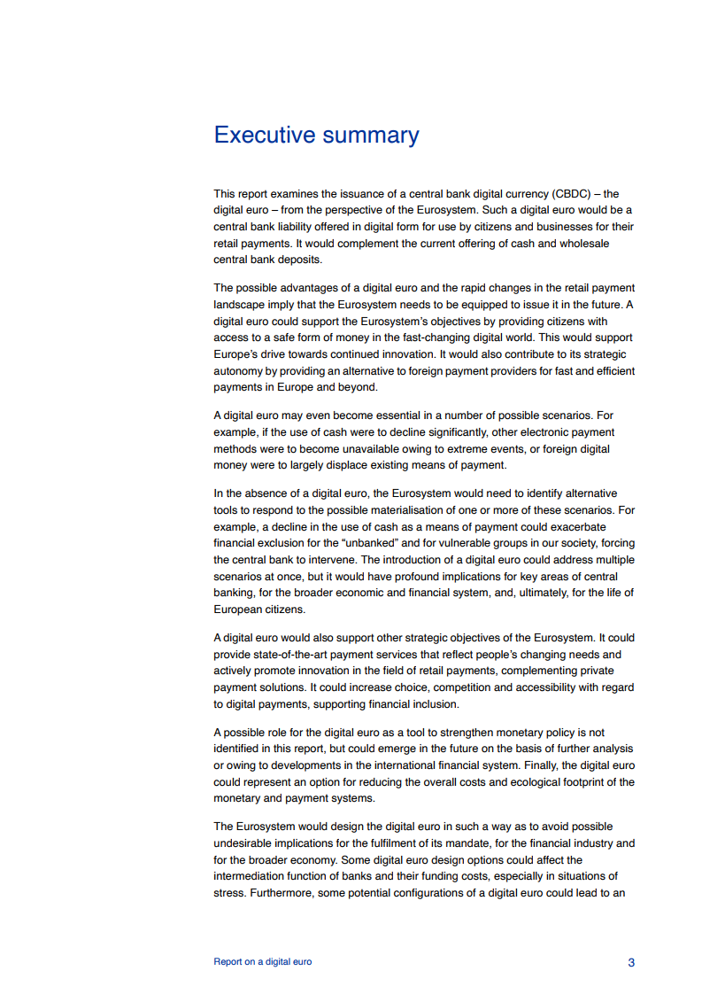 首份数字欧元报告：2021年启动数字货币项目