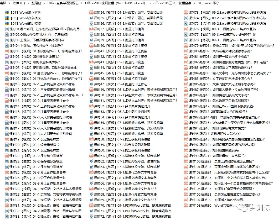 Office办公软件视频教程！WordExcelPPT职场必备技能资源包！工作效率提升N倍！