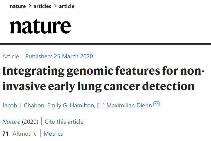 Nature：機器學習再立功！史丹佛大牛團隊實現無創早期肺癌篩查