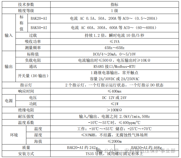 BA開口式電流傳感器水泥廠用變送器