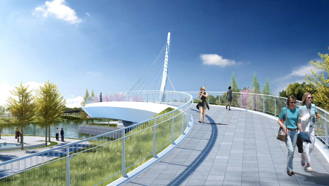 路桥)景观桥△桥位二:梁桥(溪河逸云)-跨锡澄运河桥效果图△桥位一