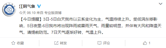 35℃江阴高温来袭 端午小长假还要“泡汤”