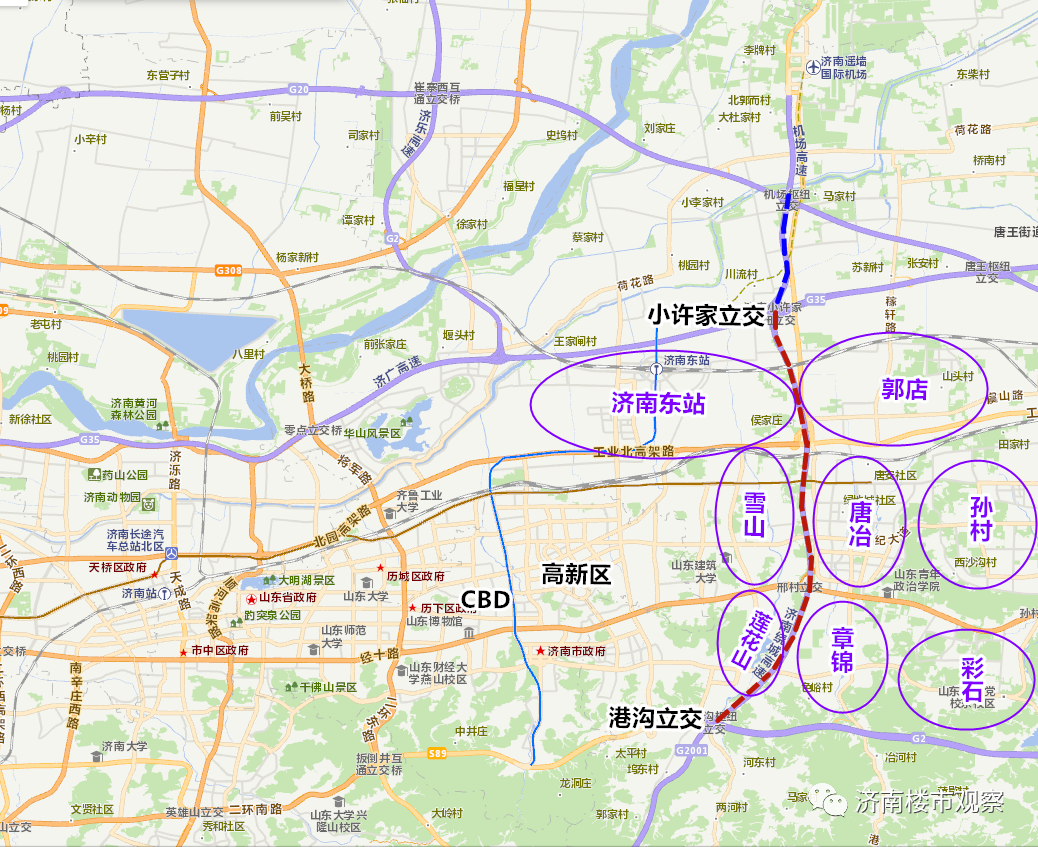 包括濟南東站,雪山,蓮花山,郭店,唐冶,章錦等