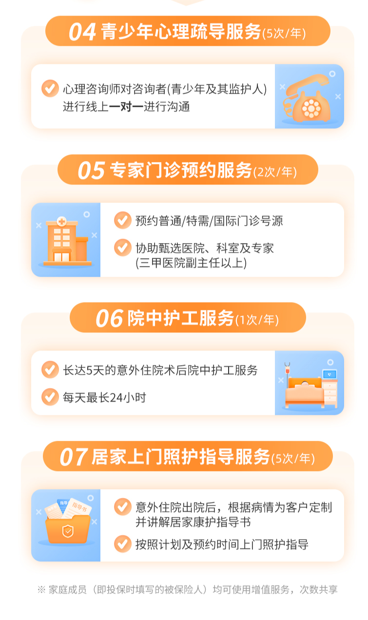 太平洋大护甲6号意外险家庭版增值服务