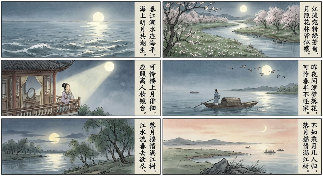 《春江花月夜》古诗漫画