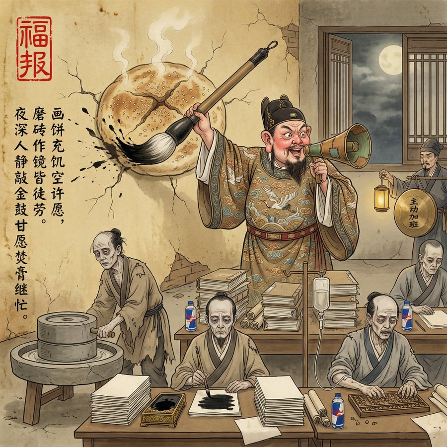 讽刺加班的漫画