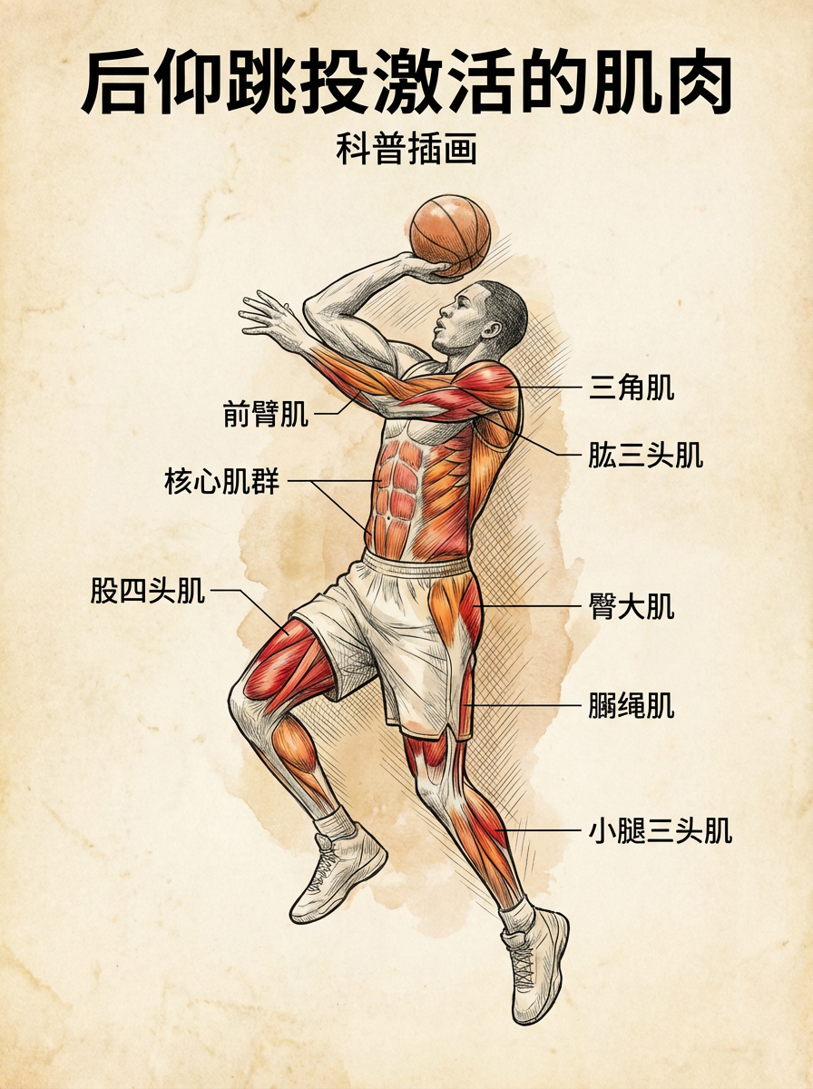 跳投锻炼肌肉科普图