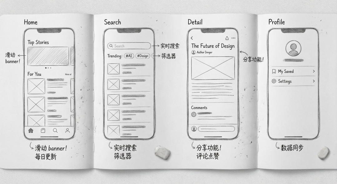 手绘版UI原型设计