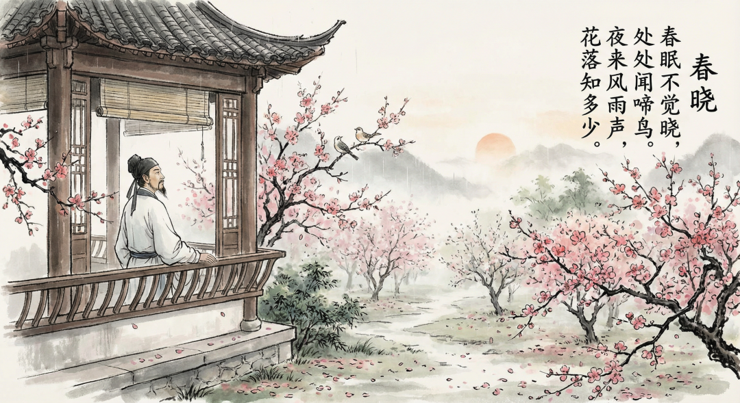 《春晓》古诗配图
