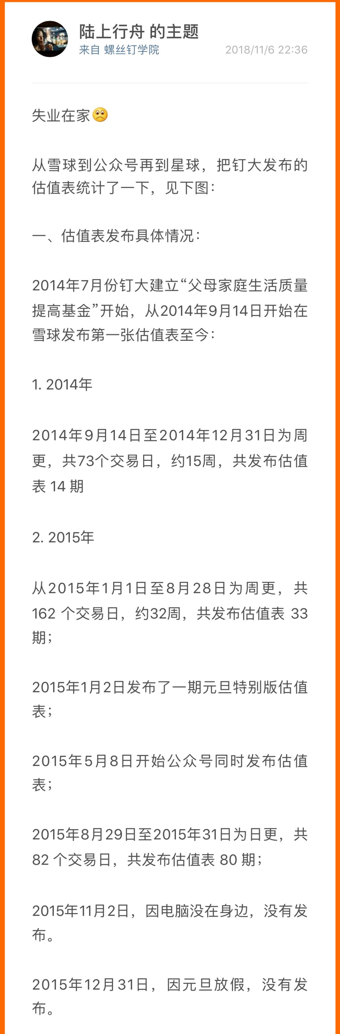 把简单的事情做到极致 估值表全勤更新统计 定投十年赚十倍 微信公众号文章阅读 Wemp