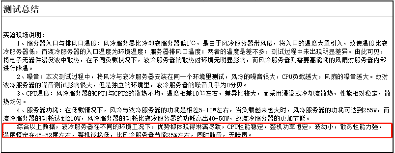 兰洋液冷服务器与XX风冷服务器性能测试报告