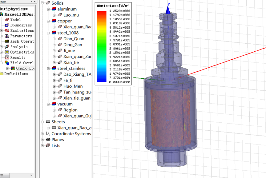 电磁阀“电磁-温度-流体-应力”多物理域耦合仿真分析的图7