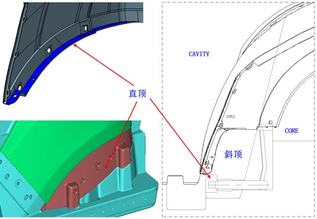 塑膠模具汽車保險杠內分型的圖4
