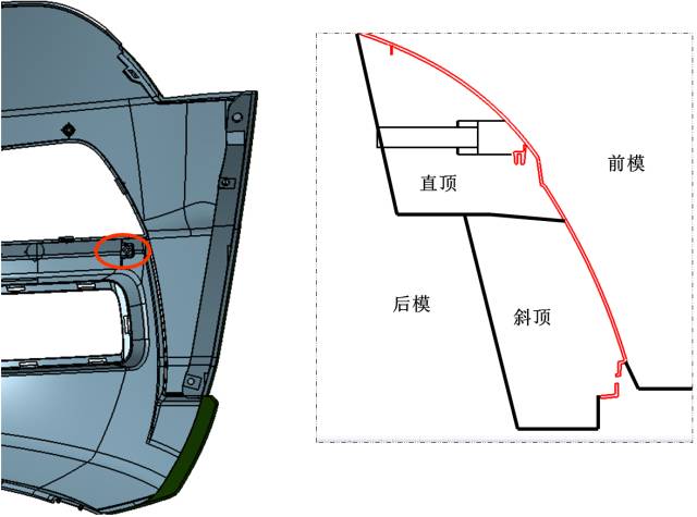 塑膠模具汽車保險杠內分型的圖6