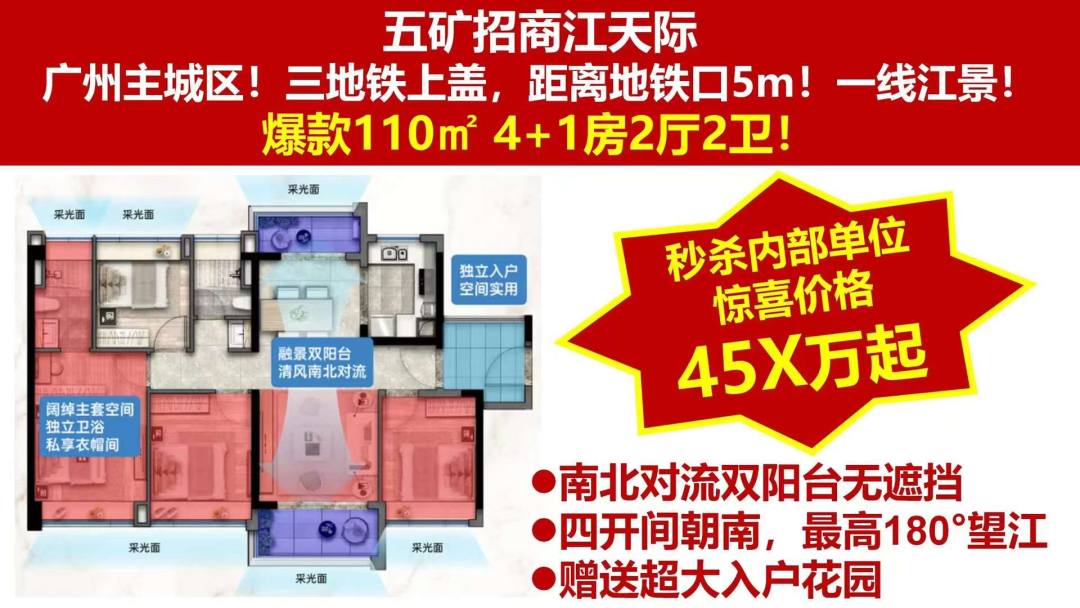 广州白云【五矿招商江天际】78-140㎡ 三*四房，总价320万起！