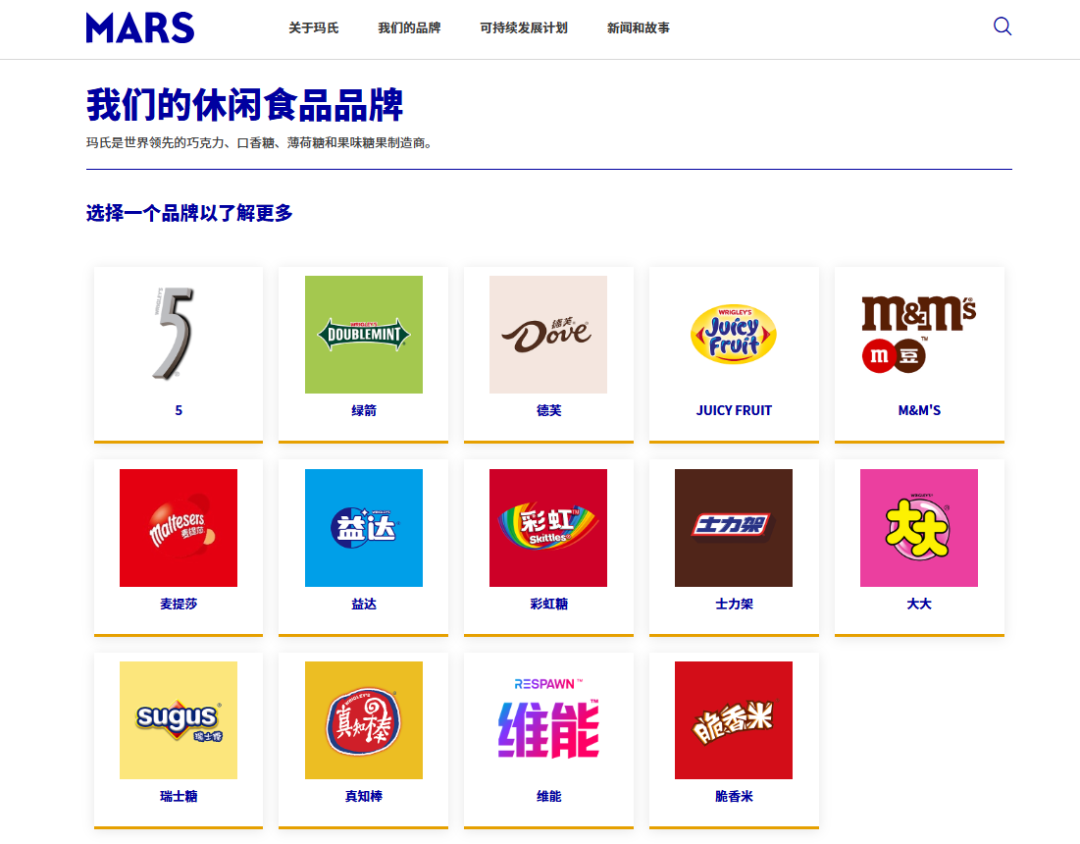 玛氏旗下品牌矩阵包括德芙M&M's等 甜咸通吃