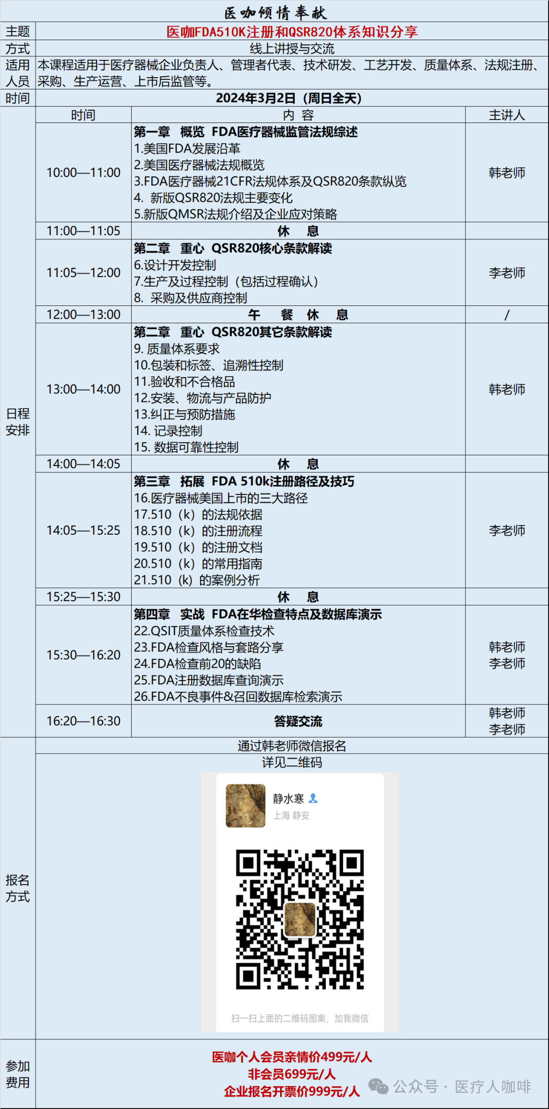 为什么美国的医疗器械注册叫做510k李弘老师（刀哥）直播授课｜一天学会最新FDA510k注册及820体系，赠课件及106份资料！_https://www.jmylbn.com_新闻资讯_第1张