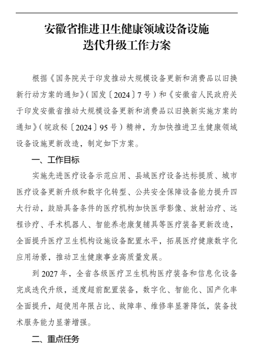 ​最新医疗设备升级方案出炉，这些设备迎来配置潮。