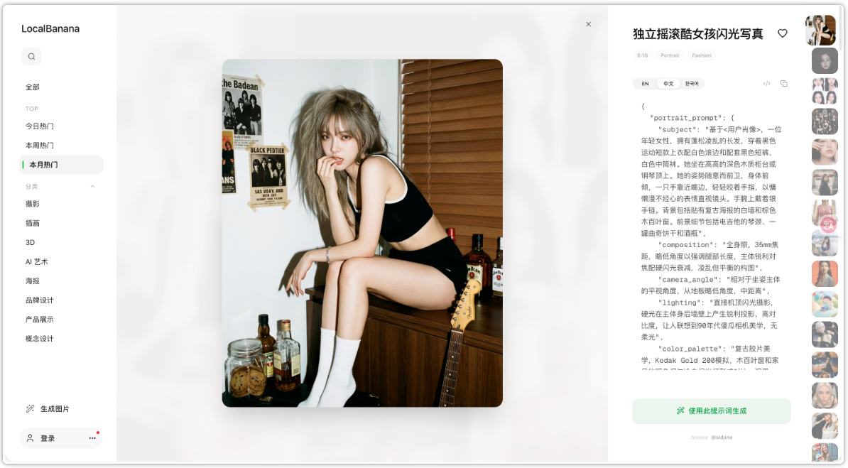 LocalBanana - 免翻墙的高质量AI绘画提示词与灵感分享平台