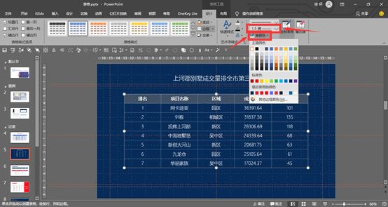 ppt表格边框颜色设置