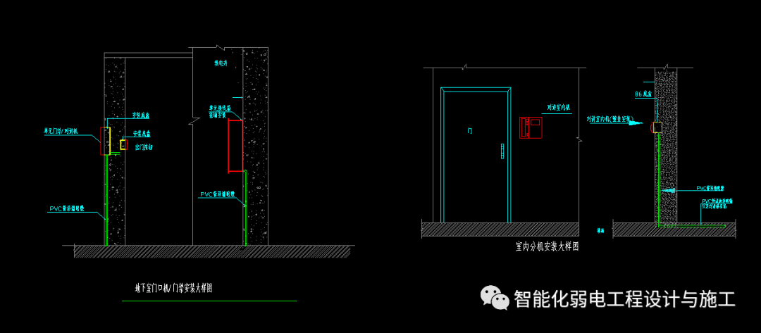 防高空抛物监控设计思路及CAD安装大样图，楼宇对讲大样图的图5
