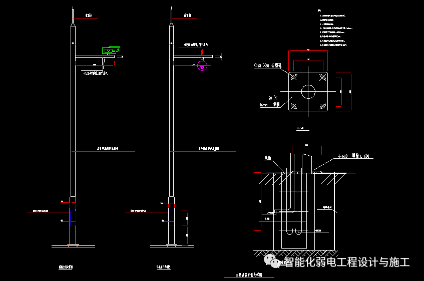 防高空抛物监控设计思路及CAD安装大样图，楼宇对讲大样图的图8