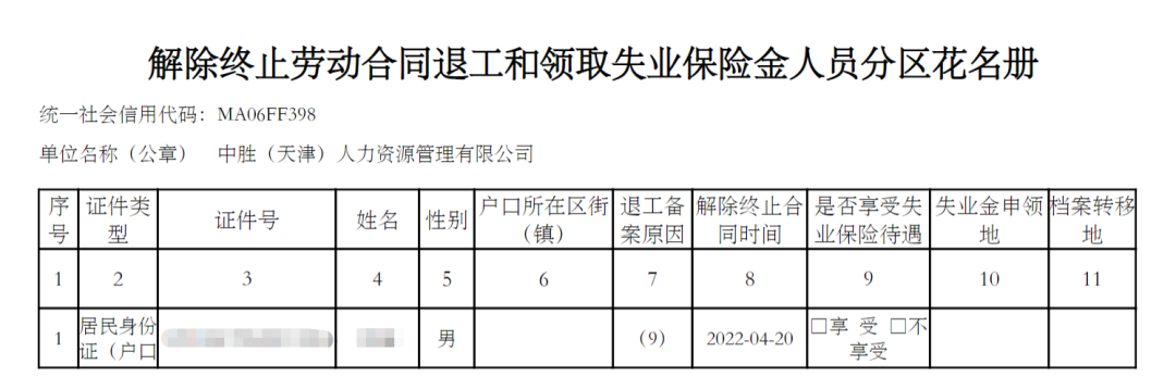 社保退工