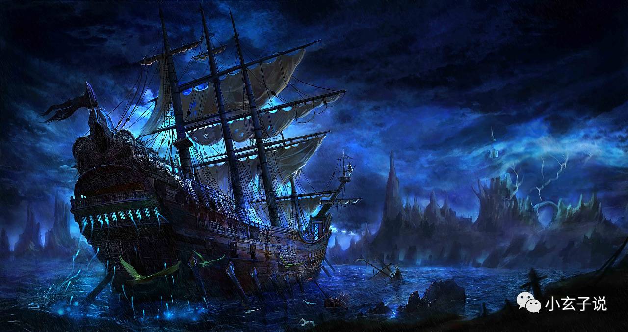 由于还有一段距离,在海上的大雾中,詹姆斯并不能完全清晰地看清来船的