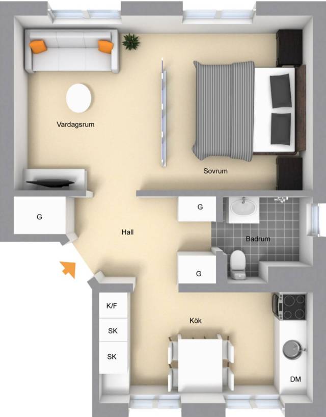 50㎡的小公寓，臥房、客廳、衛浴、廚房、飯廳全都有！ 家居 第1張